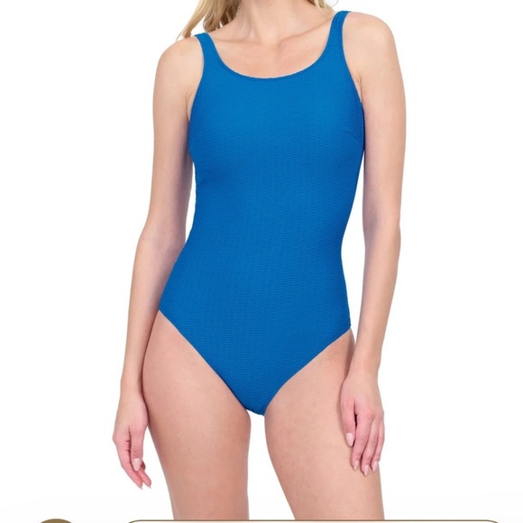 GOTTEX HARBOURSIDE TEXTURED MASTECTOMY HIGH NECK ONE PIECE SWIMSUIT Size 6 - Picture 1 of 5